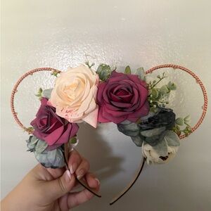 Floral Minnie Ears with Roses and Lights